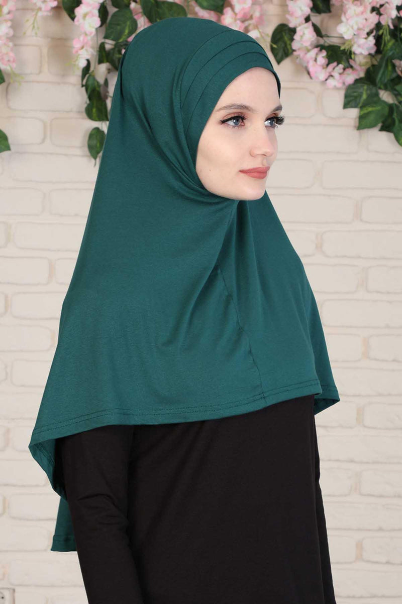 Jersey Shawl Instant Combed Coton Shawl Head Wrap Instant Modesty Turban Cap Scarf Ready to Wear Hijab,PS-43 Green