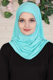 Jersey Shawl Instant Combed Coton Shawl Head Wrap Instant Modesty Turban Cap Scarf Ready to Wear Hijab,PS-43 Green