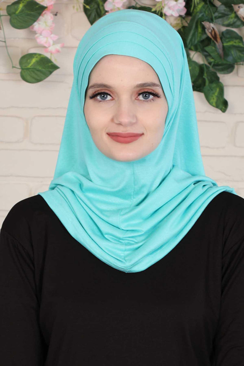 Jersey Shawl Instant Combed Coton Shawl Head Wrap Instant Modesty Turban Cap Scarf Ready to Wear Hijab,PS-43 Green
