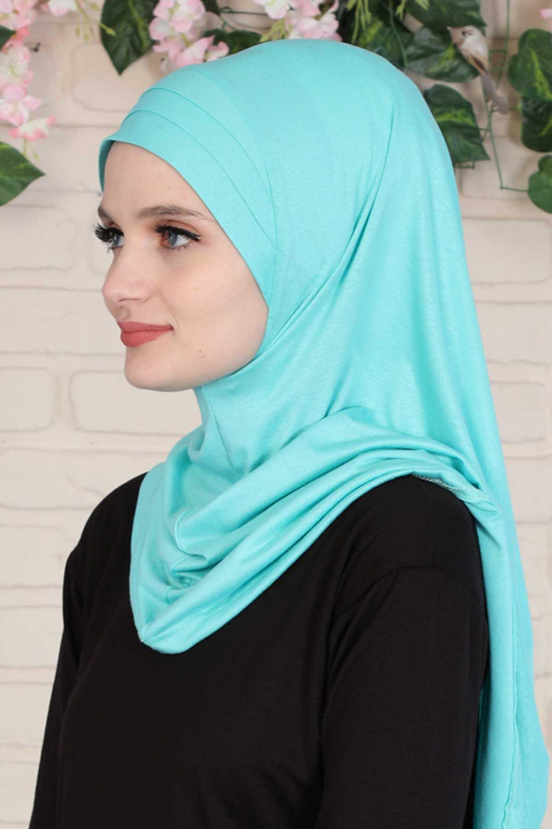 Jersey Shawl Instant Combed Coton Shawl Head Wrap Instant Modesty Turban Cap Scarf Ready to Wear Hijab,PS-43 Green