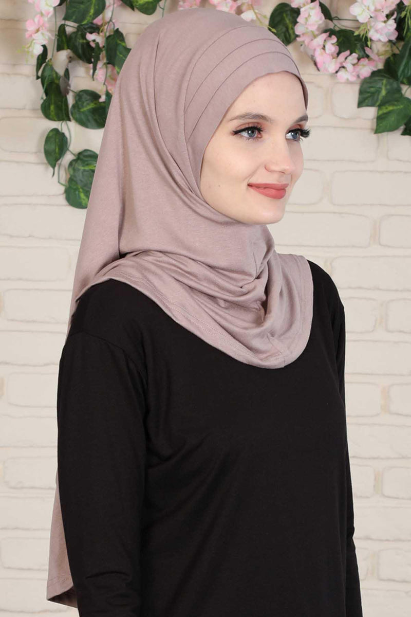 Jersey Shawl Instant Combed Coton Shawl Head Wrap Instant Modesty Turban Cap Scarf Ready to Wear Hijab,PS-43 Mink