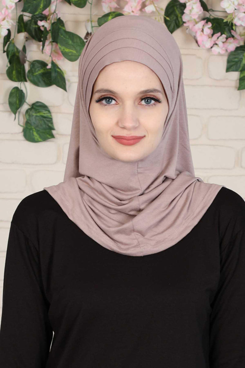 Jersey Shawl Instant Combed Coton Shawl Head Wrap Instant Modesty Turban Cap Scarf Ready to Wear Hijab,PS-43 Mink