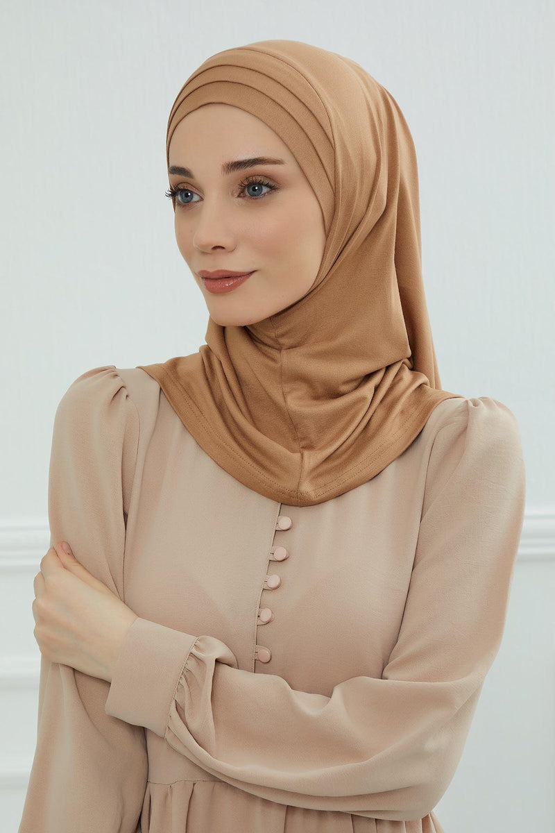 Jersey Shawl Instant Combed Coton Shawl Head Wrap Instant Modesty Turban Cap Scarf Ready to Wear Hijab,PS-43 Mink