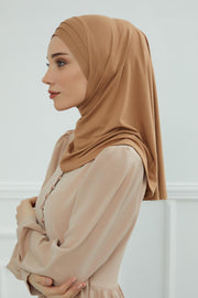 Jersey Shawl Instant Combed Coton Shawl Head Wrap Instant Modesty Turban Cap Scarf Ready to Wear Hijab,PS-43 Mink