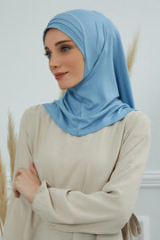 Jersey Shawl Instant Combed Coton Shawl Head Wrap Instant Modesty Turban Cap Scarf Ready to Wear Hijab,PS-43 Blue