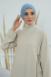 Jersey Shawl Instant Combed Coton Shawl Head Wrap Instant Modesty Turban Cap Scarf Ready to Wear Hijab,PS-43 Blue