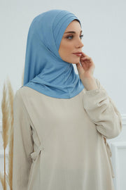 Jersey Shawl Instant Combed Coton Shawl Head Wrap Instant Modesty Turban Cap Scarf Ready to Wear Hijab,PS-43 Blue