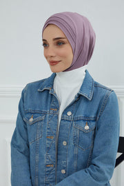 Jersey Shawl Instant Combed Coton Shawl Head Wrap Instant Modesty Turban Cap Scarf Ready to Wear Hijab,PS-43 Lilac