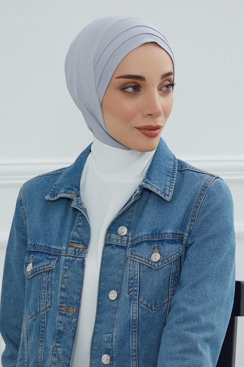 Jersey Shawl Instant Combed Coton Shawl Head Wrap Instant Modesty Turban Cap Scarf Ready to Wear Hijab,PS-43 Grey 2