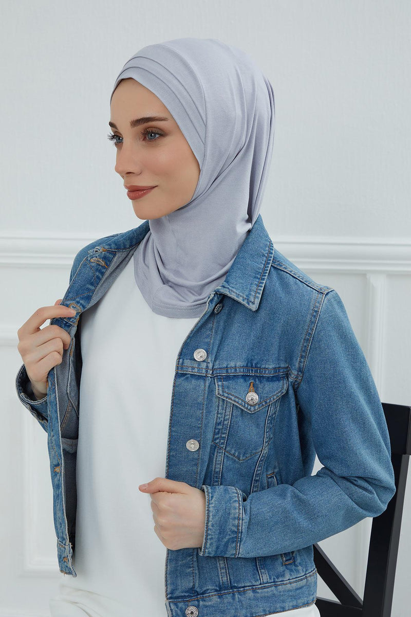 Jersey Shawl Instant Combed Coton Shawl Head Wrap Instant Modesty Turban Cap Scarf Ready to Wear Hijab,PS-43 Grey 2