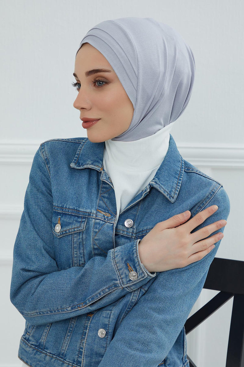 Jersey Shawl Instant Combed Coton Shawl Head Wrap Instant Modesty Turban Cap Scarf Ready to Wear Hijab,PS-43 Grey 2