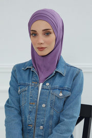 Jersey Shawl Instant Combed Coton Shawl Head Wrap Instant Modesty Turban Cap Scarf Ready to Wear Hijab,PS-43 Purple 2