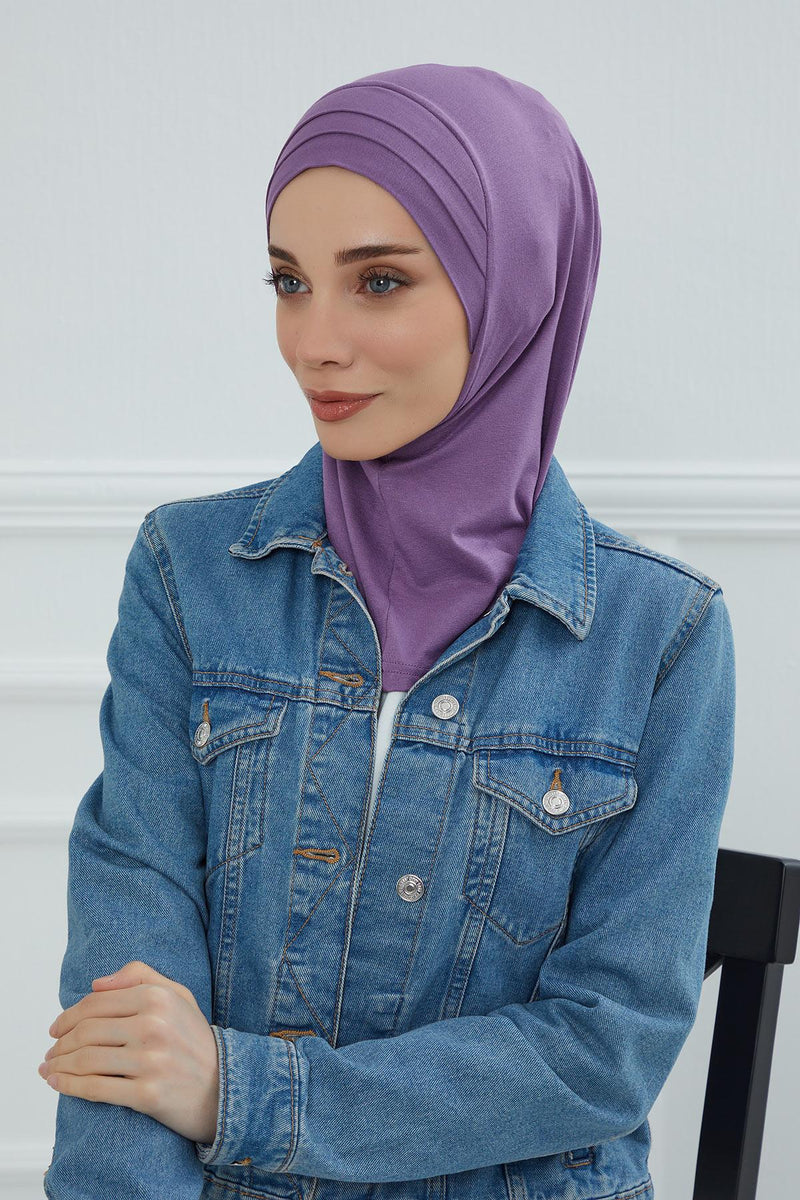 Jersey Shawl Instant Combed Coton Shawl Head Wrap Instant Modesty Turban Cap Scarf Ready to Wear Hijab,PS-43 Purple 2
