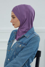 Jersey Shawl Instant Combed Coton Shawl Head Wrap Instant Modesty Turban Cap Scarf Ready to Wear Hijab,PS-43 Purple 2