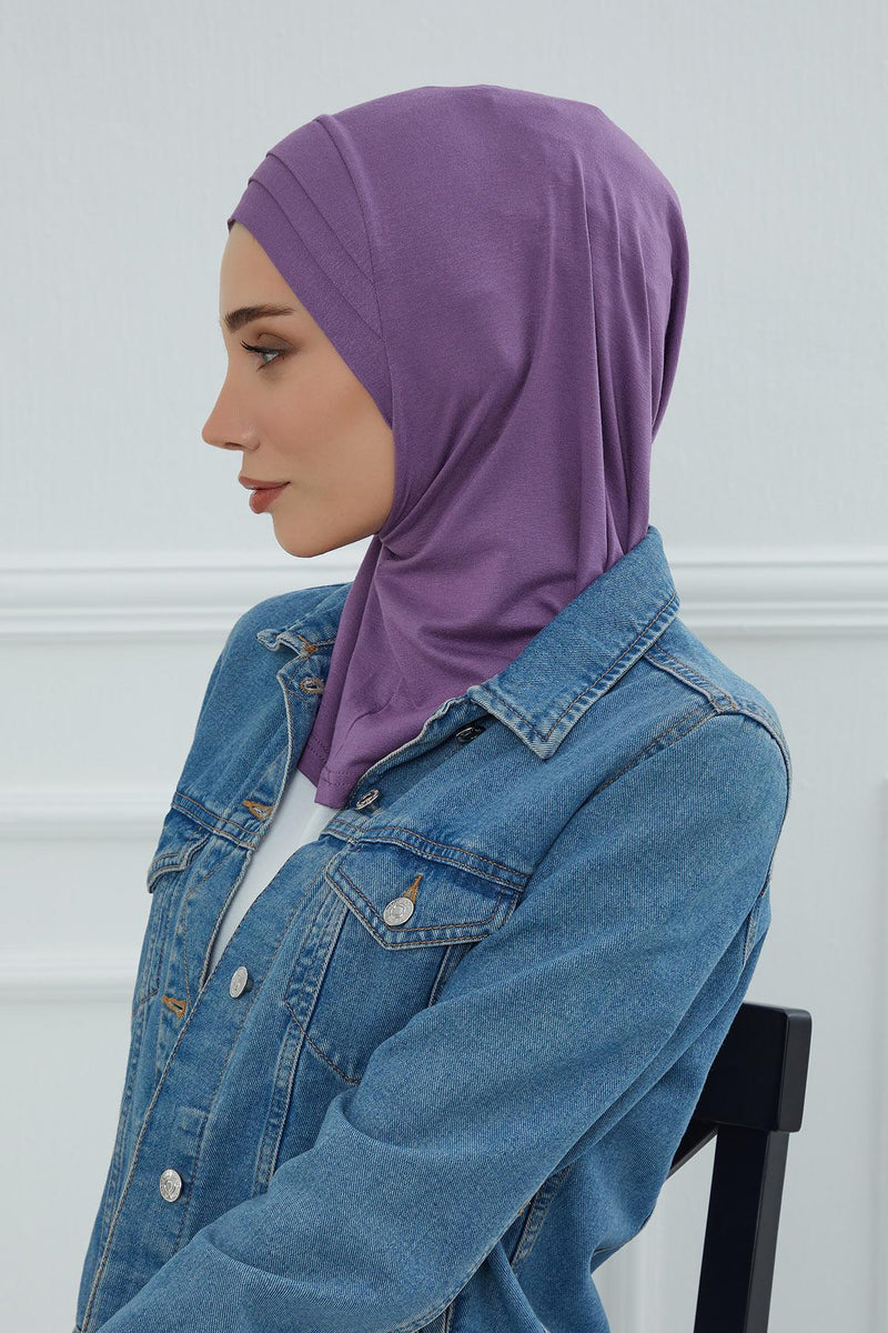 Jersey Shawl Instant Combed Coton Shawl Head Wrap Instant Modesty Turban Cap Scarf Ready to Wear Hijab,PS-43 Purple 2