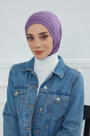 Jersey Shawl Instant Combed Coton Shawl Head Wrap Instant Modesty Turban Cap Scarf Ready to Wear Hijab,PS-43 Purple 2