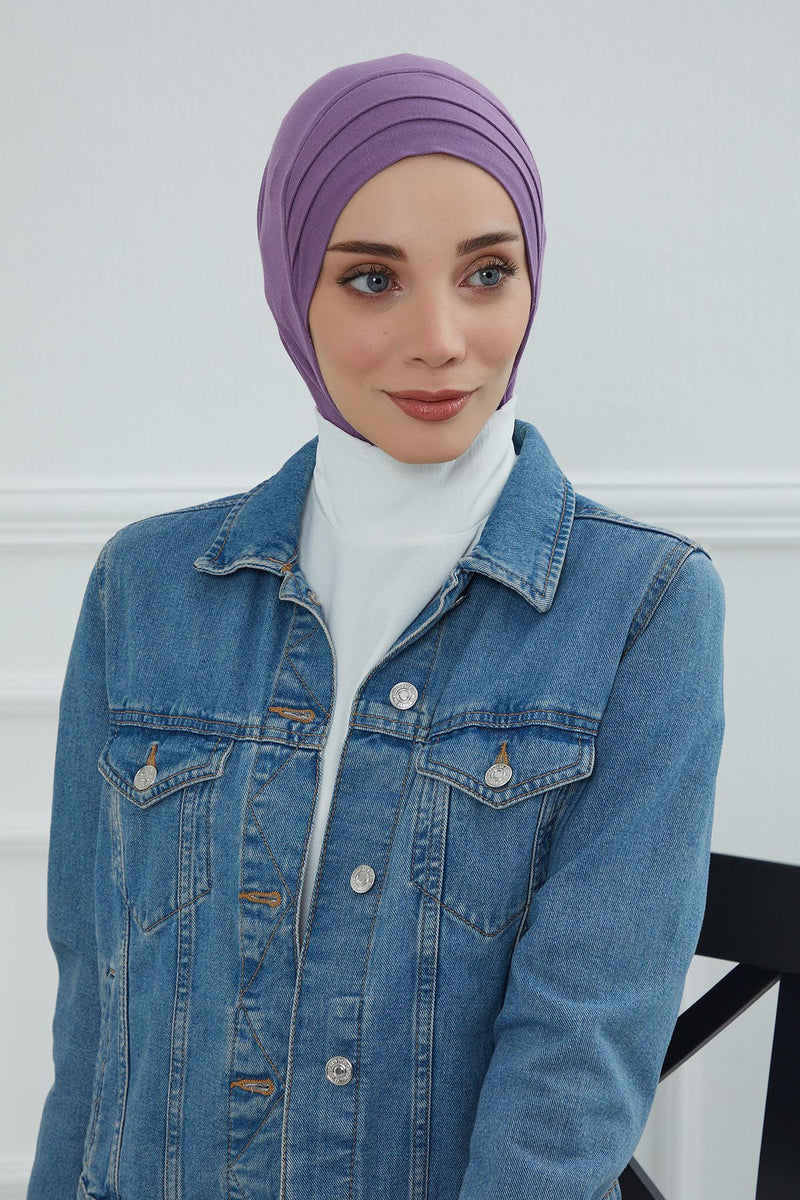 Jersey Shawl Instant Combed Coton Shawl Head Wrap Instant Modesty Turban Cap Scarf Ready to Wear Hijab,PS-43 Purple 2