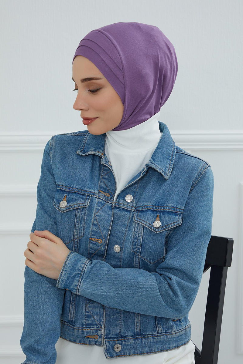 Jersey Shawl Instant Combed Coton Shawl Head Wrap Instant Modesty Turban Cap Scarf Ready to Wear Hijab,PS-43 Purple 2