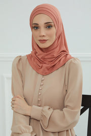 Jersey Shawl Instant Combed Coton Shawl Head Wrap Instant Modesty Turban Cap Scarf Ready to Wear Hijab,PS-43 Salmon
