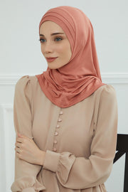 Jersey Shawl Instant Combed Coton Shawl Head Wrap Instant Modesty Turban Cap Scarf Ready to Wear Hijab,PS-43 Salmon