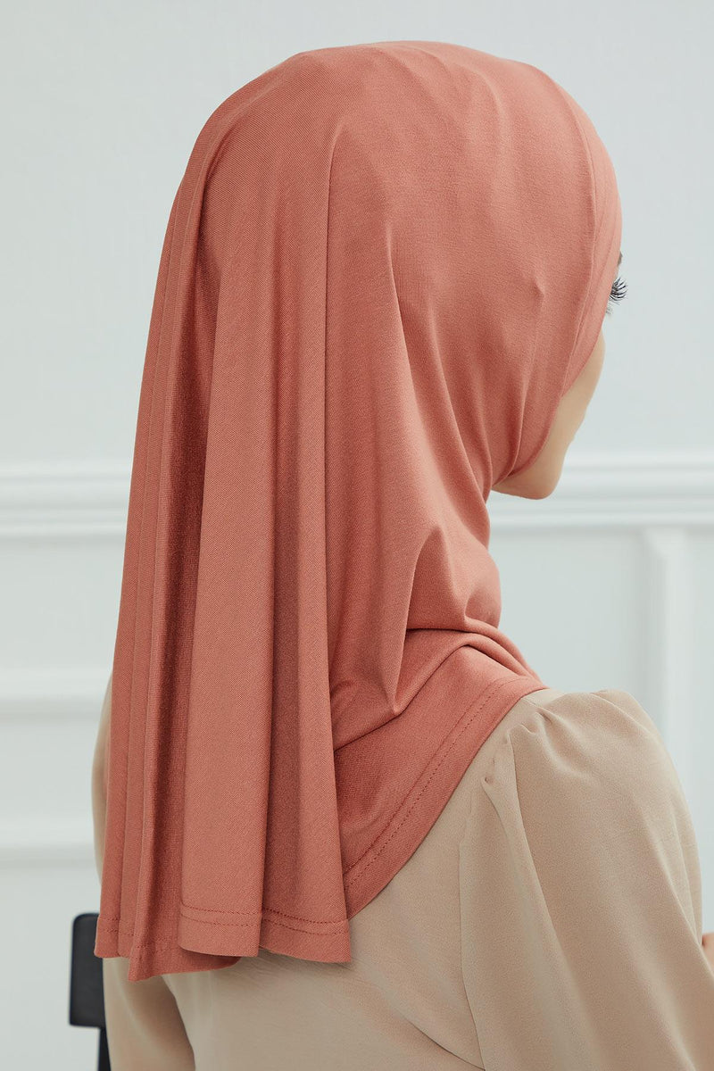 Jersey Shawl Instant Combed Coton Shawl Head Wrap Instant Modesty Turban Cap Scarf Ready to Wear Hijab,PS-43 Salmon