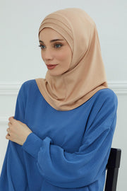Jersey Shawl Instant Combed Coton Shawl Head Wrap Instant Modesty Turban Cap Scarf Ready to Wear Hijab,PS-43 Sand Brown