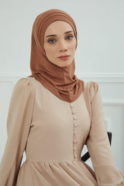 Jersey Shawl Instant Combed Coton Shawl Head Wrap Instant Modesty Turban Cap Scarf Ready to Wear Hijab,PS-43 Caramel Brown