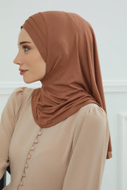Jersey Shawl Instant Combed Coton Shawl Head Wrap Instant Modesty Turban Cap Scarf Ready to Wear Hijab,PS-43 Caramel Brown