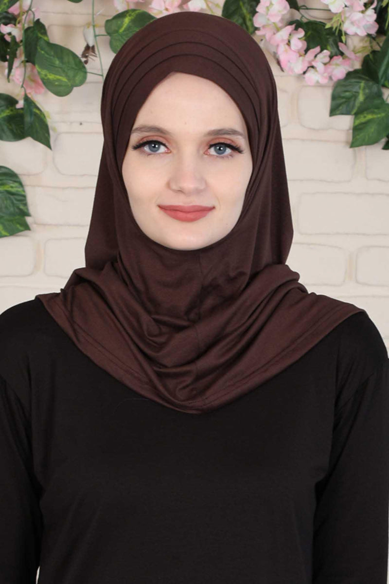 Jersey Shawl Instant Combed Coton Shawl Head Wrap Instant Modesty Turban Cap Scarf Ready to Wear Hijab,PS-43 Caramel Brown