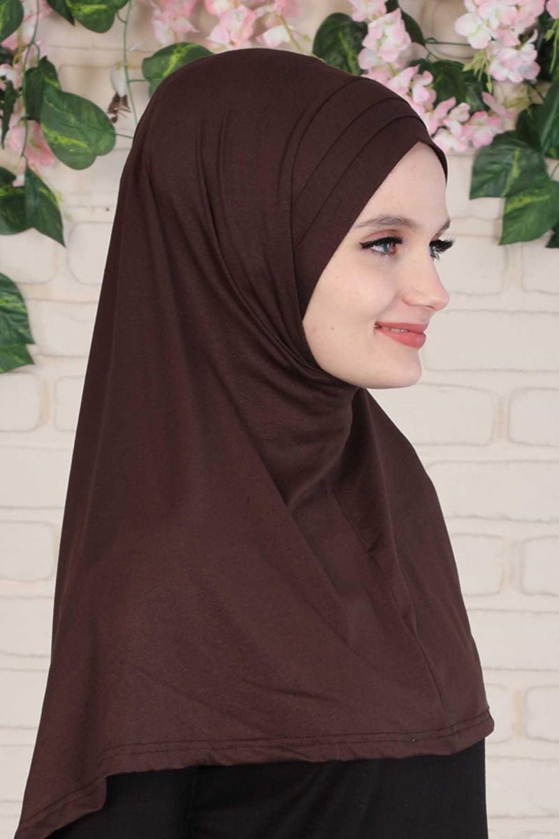 Jersey Shawl Instant Combed Coton Shawl Head Wrap Instant Modesty Turban Cap Scarf Ready to Wear Hijab,PS-43 Caramel Brown