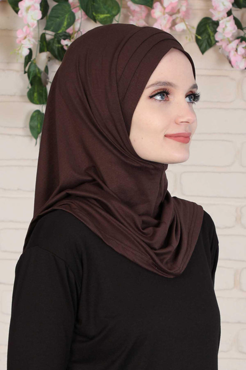 Jersey Shawl Instant Combed Coton Shawl Head Wrap Instant Modesty Turban Cap Scarf Ready to Wear Hijab,PS-43 Caramel Brown