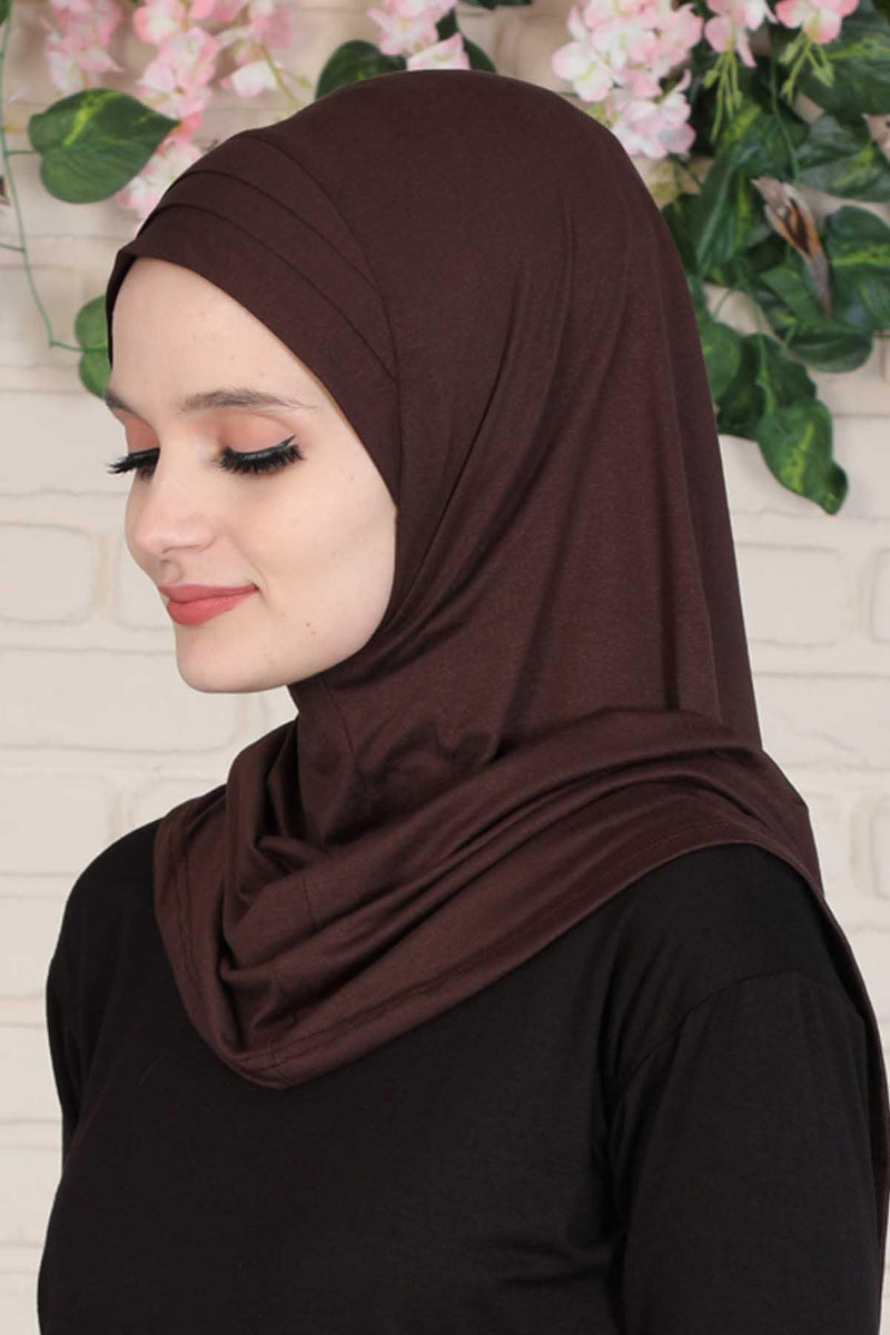 Jersey Shawl Instant Combed Coton Shawl Head Wrap Instant Modesty Turban Cap Scarf Ready to Wear Hijab,PS-43 Caramel Brown