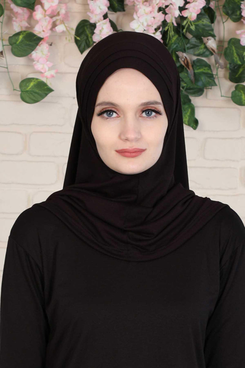 Jersey Shawl Instant Combed Coton Shawl Head Wrap Instant Modesty Turban Cap Scarf Ready to Wear Hijab,PS-43 Black