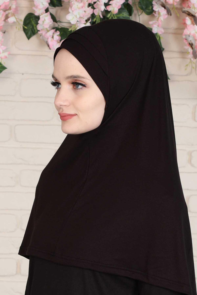 Jersey Shawl Instant Combed Coton Shawl Head Wrap Instant Modesty Turban Cap Scarf Ready to Wear Hijab,PS-43 Black