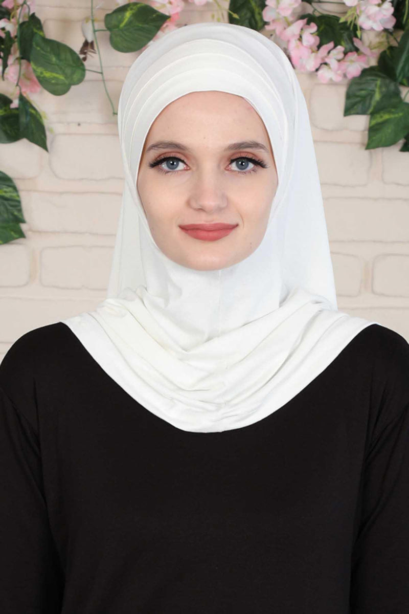 Jersey Shawl Instant Combed Coton Shawl Head Wrap Instant Modesty Turban Cap Scarf Ready to Wear Hijab,PS-43 Ivory