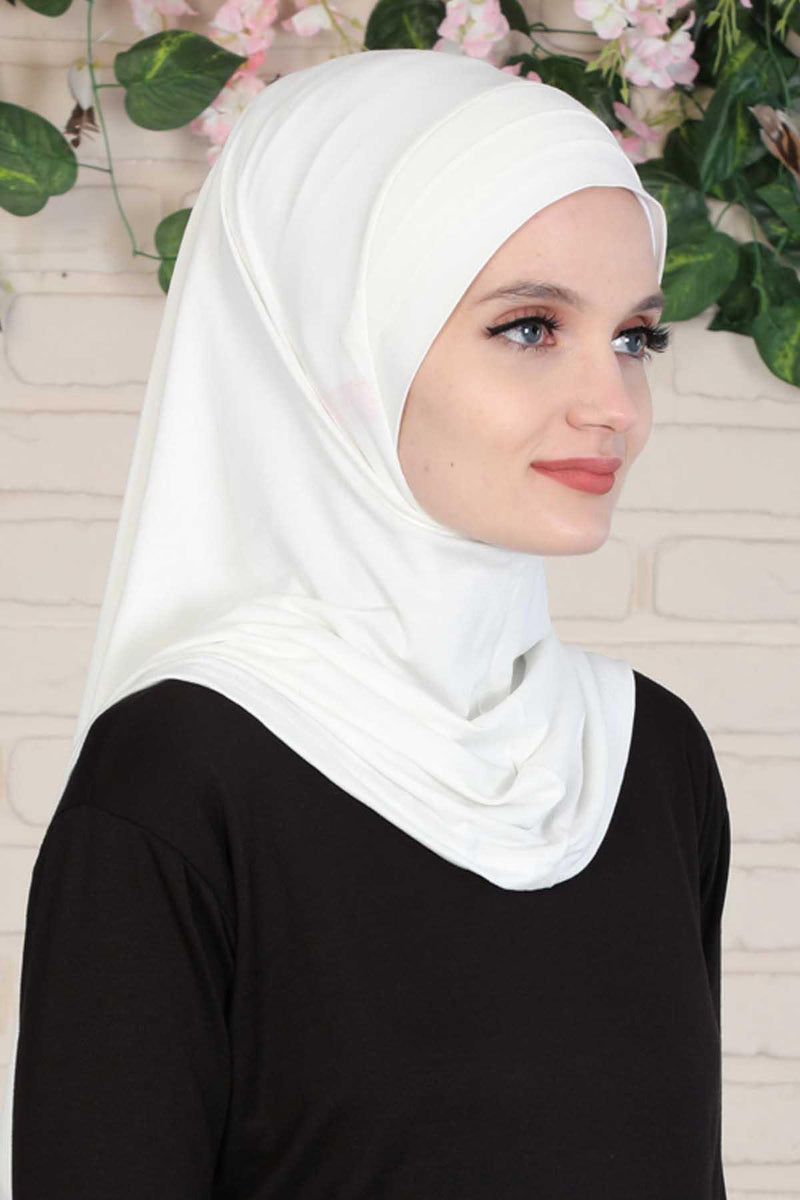 Jersey Shawl Instant Combed Coton Shawl Head Wrap Instant Modesty Turban Cap Scarf Ready to Wear Hijab,PS-43 Ivory