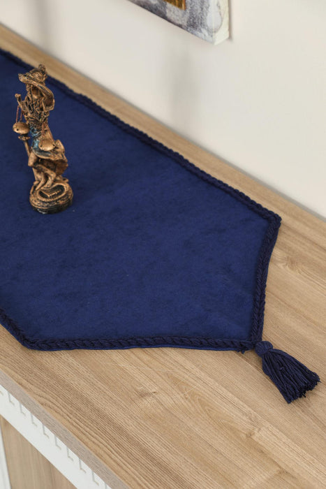 مفرش طاولة من القماش المحبوك مع تطريز يدوي وشرابات مقاس 16 × 48 بوصة (40 × 120 سم) مفرش طاولة مصنوع يدويًا قابل للغسل في الغسالة، R-31O