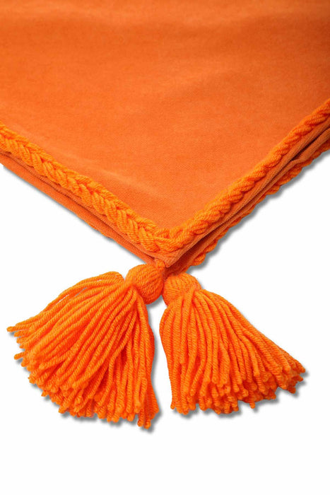 Knit Fabric Table Runner with Handmade Embroidery and Tassels 16x48 inches (40x120 cm) Machine Washable Handicraft Table Cloth,R-31O