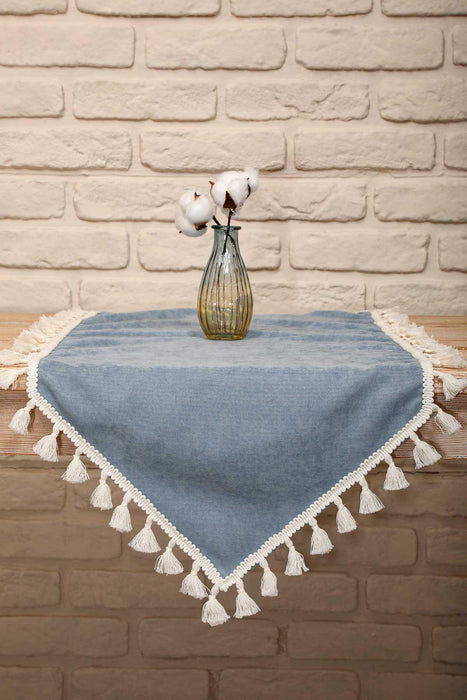Knit Fabric Table Runner with Handmade Embroidery and Tassels Fringed Handicraft Table Cloth for Home Kitchen Decorations Wedding,,R-32B