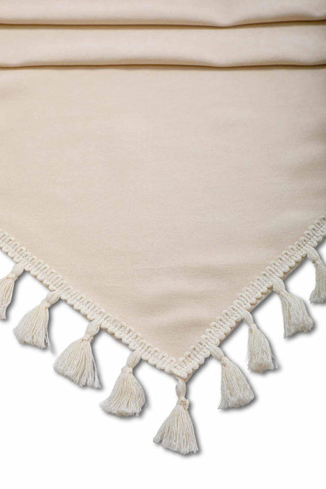 Bohemian Chic Table Runner with Tassels, Large Table Runner for Modern Dining Decors, Minimalist Table Runner with Tassel Trim,R-32B