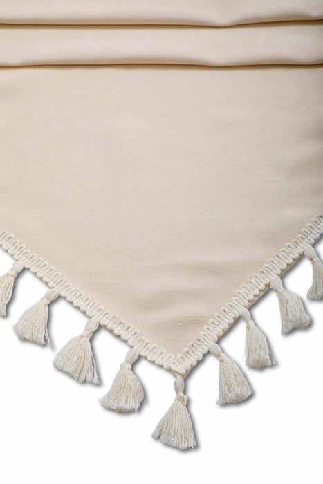 Knit Fabric Table Runner with Handmade Embroidery and Tassels Fringed Handicraft Table Cloth for Home Kitchen Decorations Wedding,,R-32K