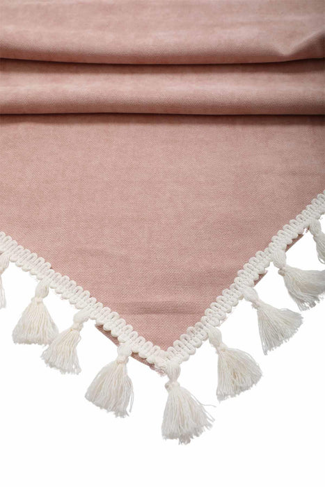Knit Fabric Table Runner with Handmade Embroidery and Tassels Fringed Handicraft Table Cloth for Home Kitchen Decorations Wedding,,R-32O