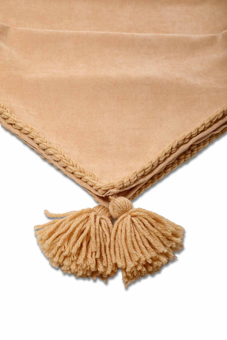 Knit Fabric Table Runner with Handmade Embroidery and Tassels Handicraft Table Cloth for Home Kitchen Decorations Wedding, Everyday,R-31K