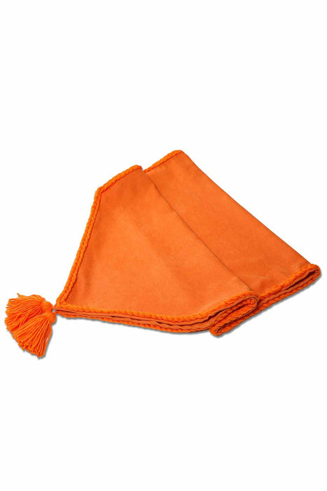 Knit Fabric Table Runner with Handmade Embroidery and Tassels Handicraft Table Cloth for Home Kitchen Decorations Wedding, Everyday,R-31K
