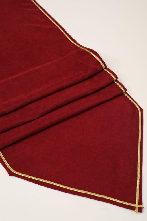 Knit Fabric Table Runner with Rick Rack 12 x 36 inches (30 x 90 cm) Machine Washable Table Cloth for Home Kitchen Decorations Wedding,R-22 Maroon - Gold