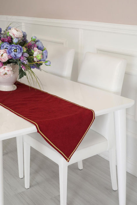 Knit Fabric Table Runner with Rick Rack 12 x 36 inches (30 x 90 cm) Machine Washable Table Cloth for Home Kitchen Decorations Wedding,R-22