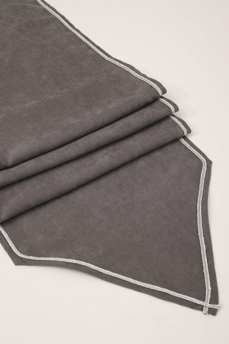 Knit Fabric Table Runner with Rick Rack 12 x 36 inches (30 x 90 cm) Machine Washable Table Cloth for Home Kitchen Decorations Wedding,R-22 Gray - Silver