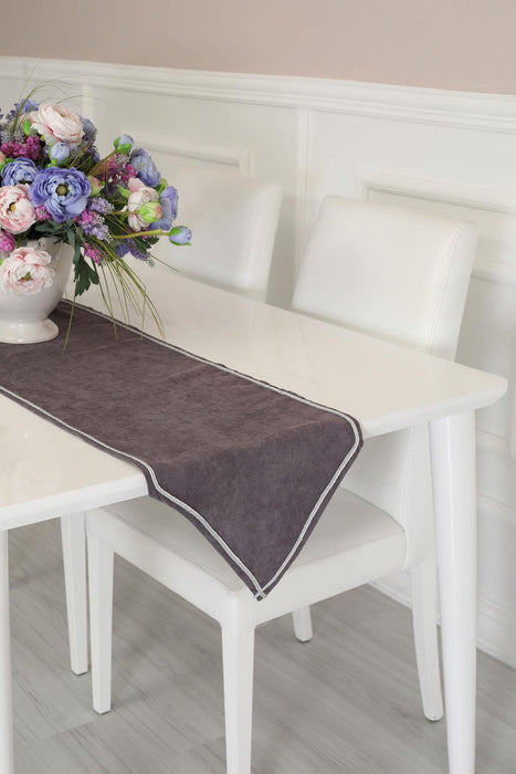 Knit Fabric Table Runner with Rick Rack 12 x 36 inches (30 x 90 cm) Machine Washable Table Cloth for Home Kitchen Decorations Wedding,R-22 Gray - Silver