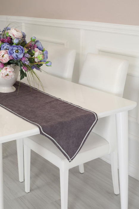 Knit Fabric Table Runner with Rick Rack 12 x 36 inches (30 x 90 cm) Machine Washable Table Cloth for Home Kitchen Decorations Wedding,R-22