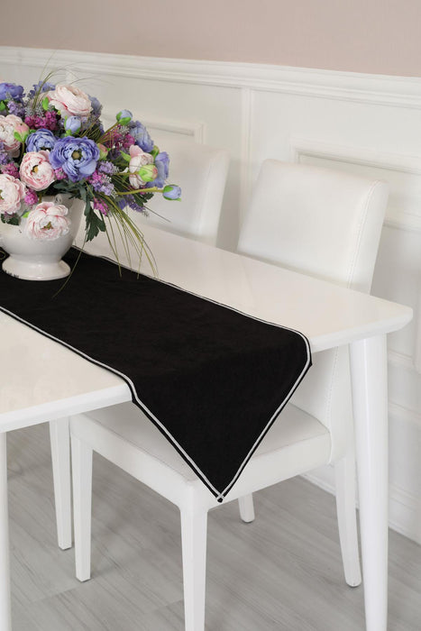 Knit Fabric Table Runner with Rick Rack 12 x 36 inches (30 x 90 cm) Machine Washable Table Cloth for Home Kitchen Decorations Wedding,R-22